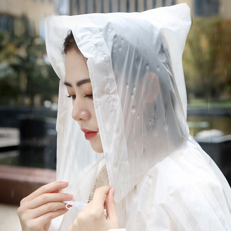 雨衣外套旅游登山徒步透明户外男女通用便携式一次性 白色（一件装）