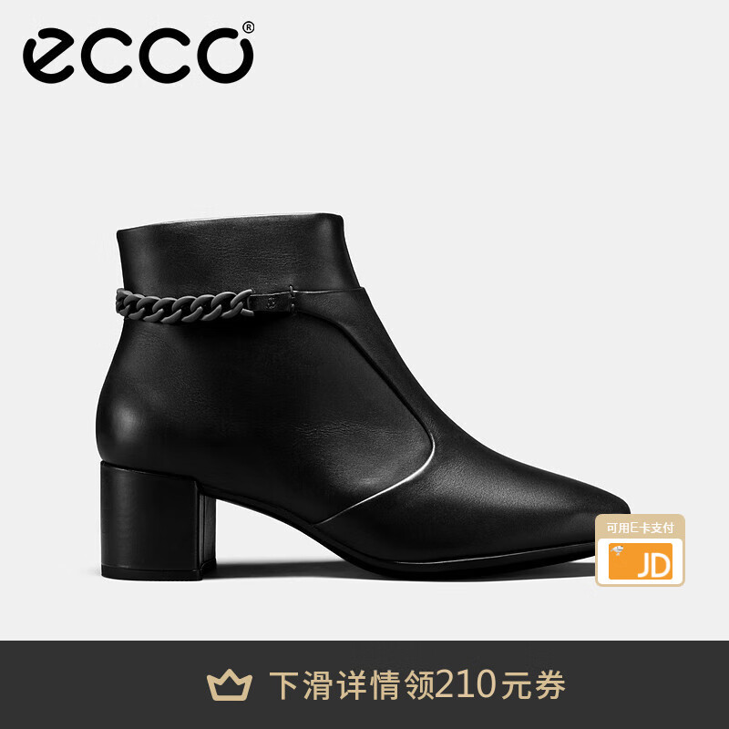 爱步（ECCO）【明星同款】靴子女 冬季保暖切尔西女靴粗跟皮靴 型塑290933 HL 黑色29093301001 36