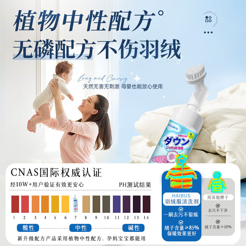 海布森（HAIBUS）羽绒服清洗剂干洗剂免水洗强力去油污渍清洁神器适用冲锋衣工校服 超值3瓶装【性价比之选】【立省10元】 200ml【刷洗二合一】