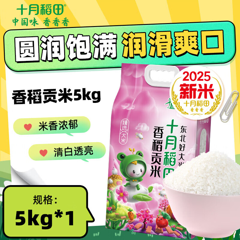 十月稻田【2025年新米】香稻贡米5kg 寿司香米 东北大米10斤 1袋