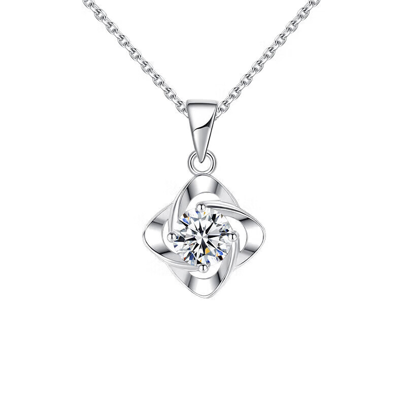 老凤祥足银幸运草吊坠女2026新款纯银时尚项链纪念日情人节礼物送女朋友 亲肤足银*项链*白-赠S999雪花链