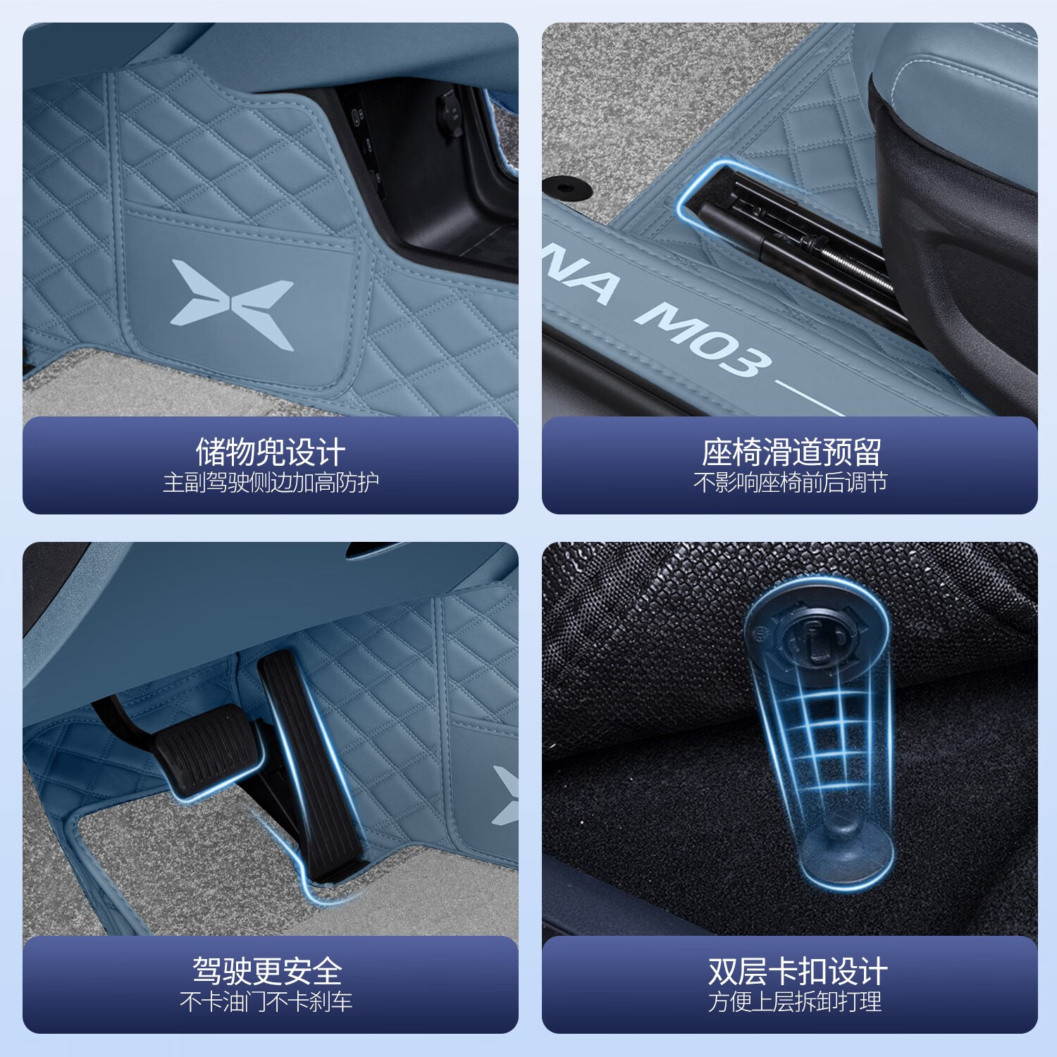 宰搂适配24/25款小鹏monam03全包围脚垫2024款MO3改装内饰地毯 小鹏M03晨雾灰脚垫