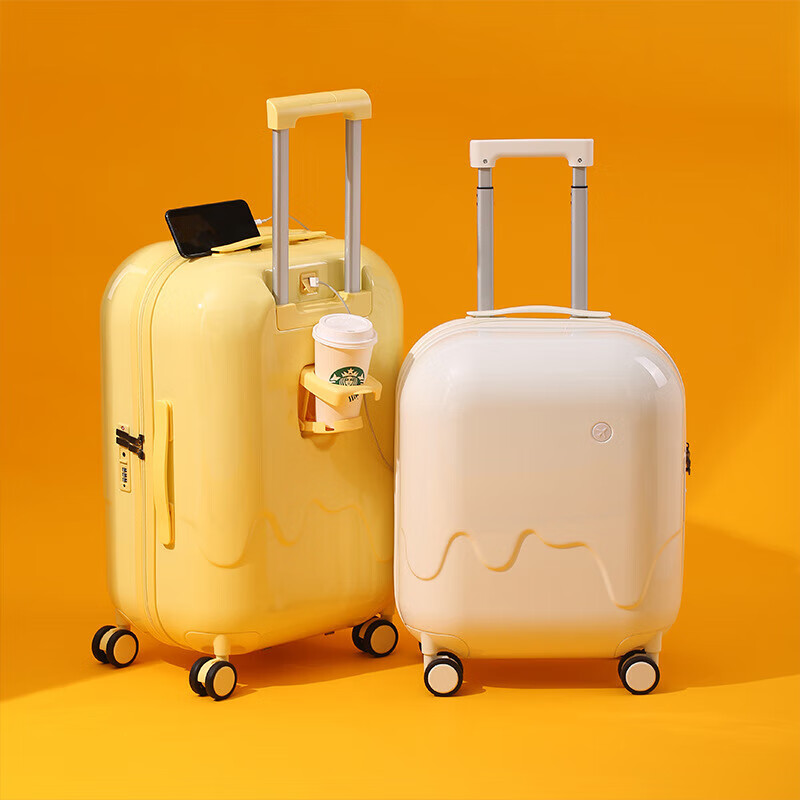 DK登机箱小号旅行箱网红雪糕款拉杆箱女可爱行李箱小清新密码箱20寸 巴黎绿/509【杯架+充电口】 拉链 28英寸 /需托运