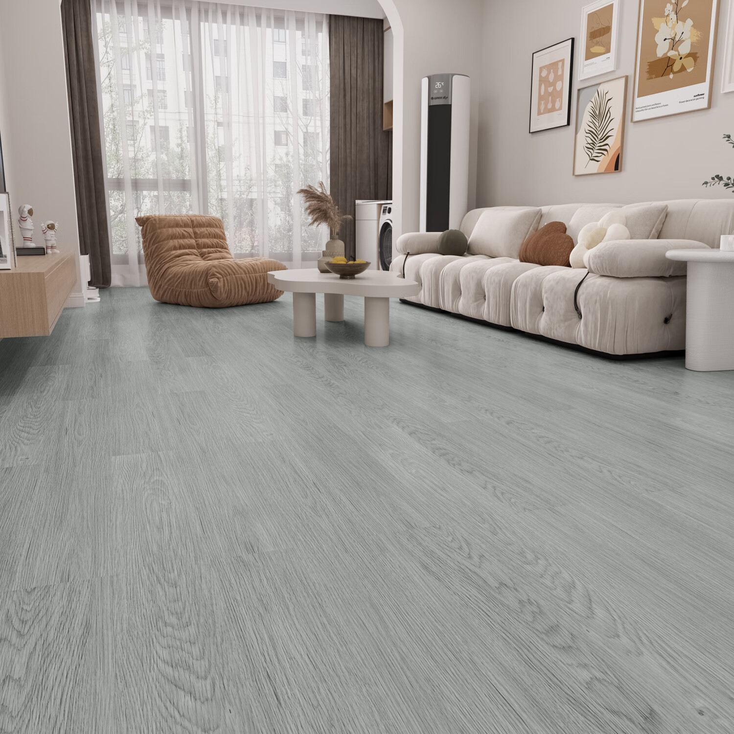 荣彩spc石塑地板6mm环保防水耐磨锁扣石晶地板8mm木纹卧室地板水泥地