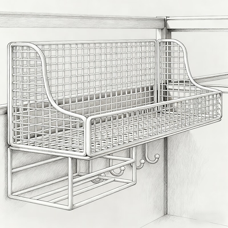 尔思家桌面置物架办公室多层货架桌上收纳挂篮悬挂式宿舍台面整理神器 白色-大号【带纸巾盒】