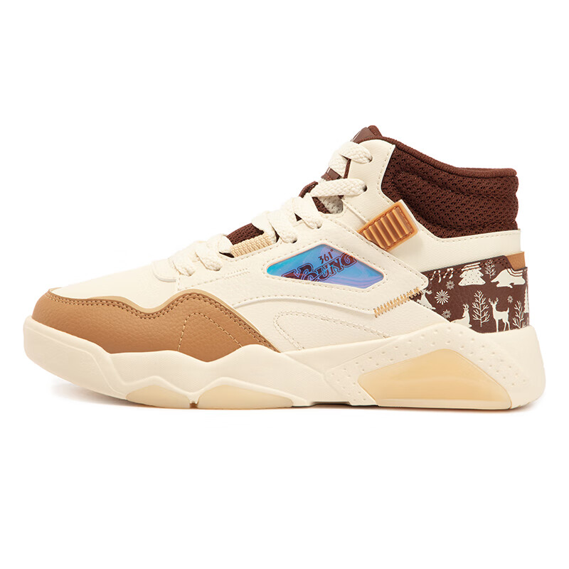 361°女鞋运动鞋百搭舒适缓震耐磨跑步文化休闲鞋子女 西米色/咖啡棕色【6615B加绒】 38