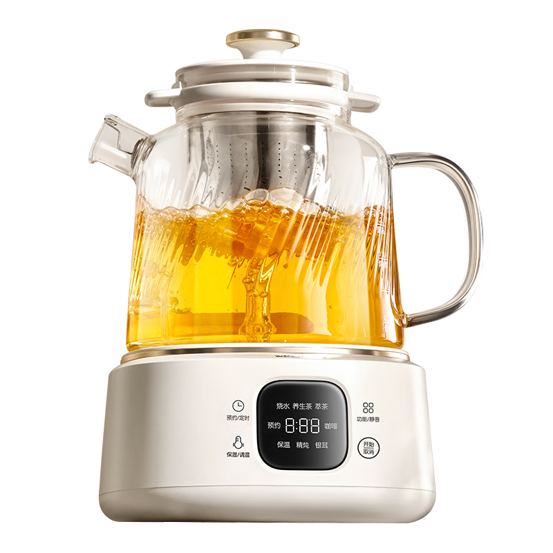 小熊（Bear）全玻璃壶体养生壶恒温壶 办公室多功能花茶壶煮茶壶 0金属养生杯 24h保温1.2L YSH-E12S2 圣诞礼物
