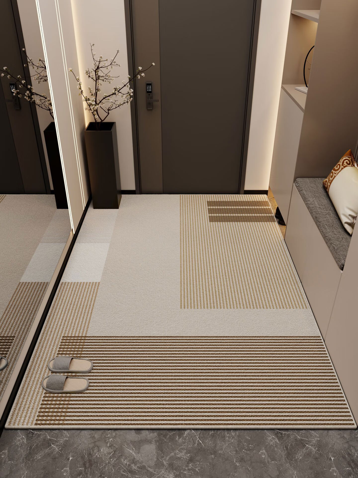 中掌柜入户门地垫进门可裁切定制高端大气地毯电梯口耐脏防滑轻奢室内