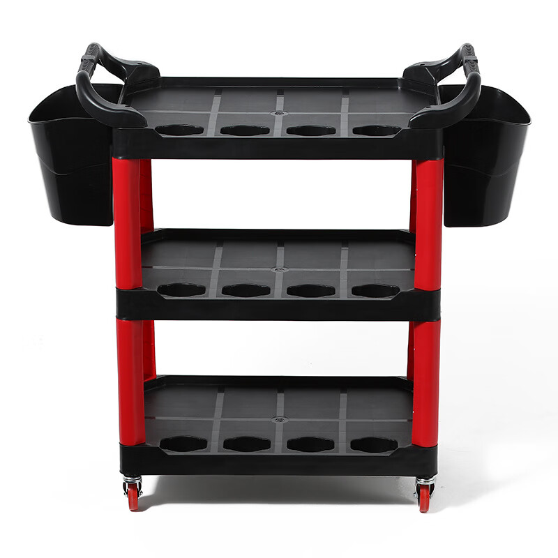 gs吉士汽车美容工具手推车三层塑料洗车汽修店贴膜空间可移动神器 g