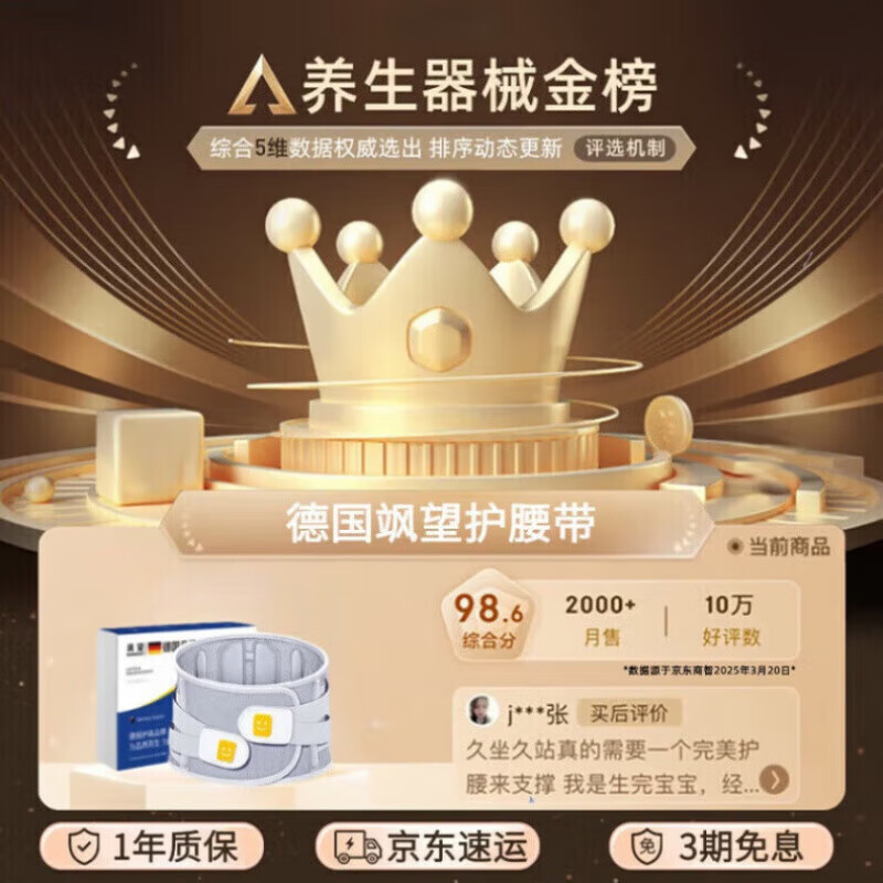 飒望德国护腰带腰间盘突出腰肌劳损腰部支撑男女专用久坐站神器 【男女同款】礼盒装 XL【141-170斤】男女通用