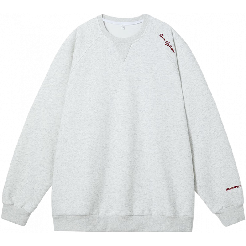 A21以純商場同款400G重磅圓領(lǐng)衛(wèi)衣男美式字母刺繡插肩袖套頭衫寬松外 白灰 M