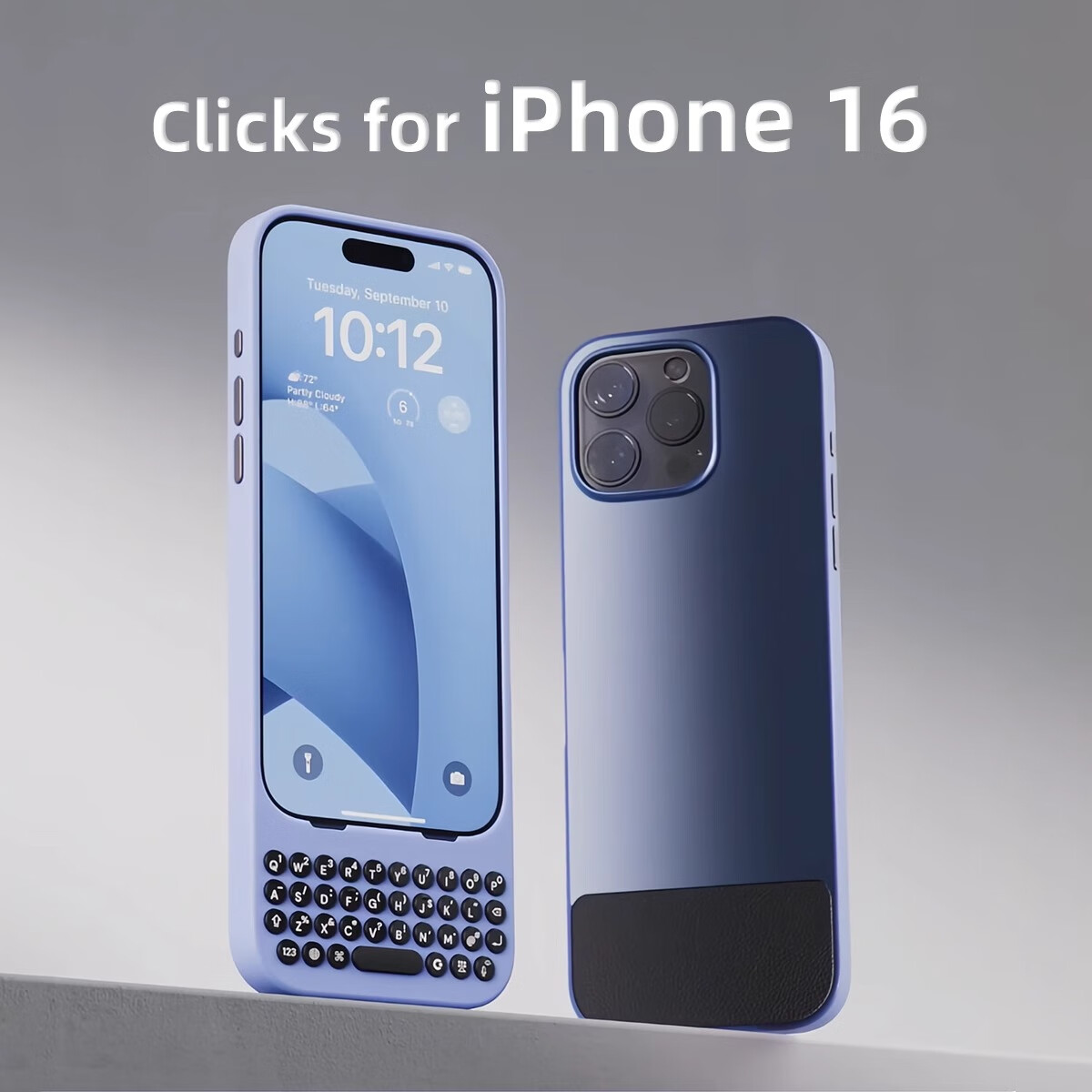 Clicks适用于苹果iPhone16pro键盘手机壳物理键盘莓系手感 蓝色 iPhone16pro