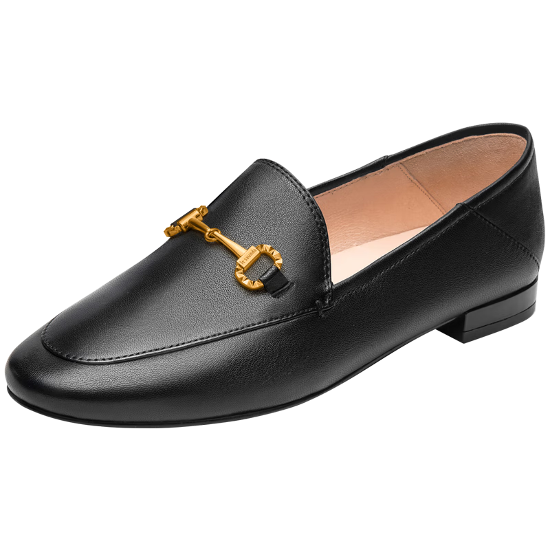 莱尔斯丹明星单鞋圆头马衔扣舒适低跟女单鞋价格走势测评