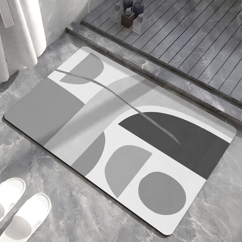 季象浴室地垫厕所洗漱台防滑垫加厚家用地毯吸水速干卫生间门口脚垫子 GZN-线条几何-01 40x60cm