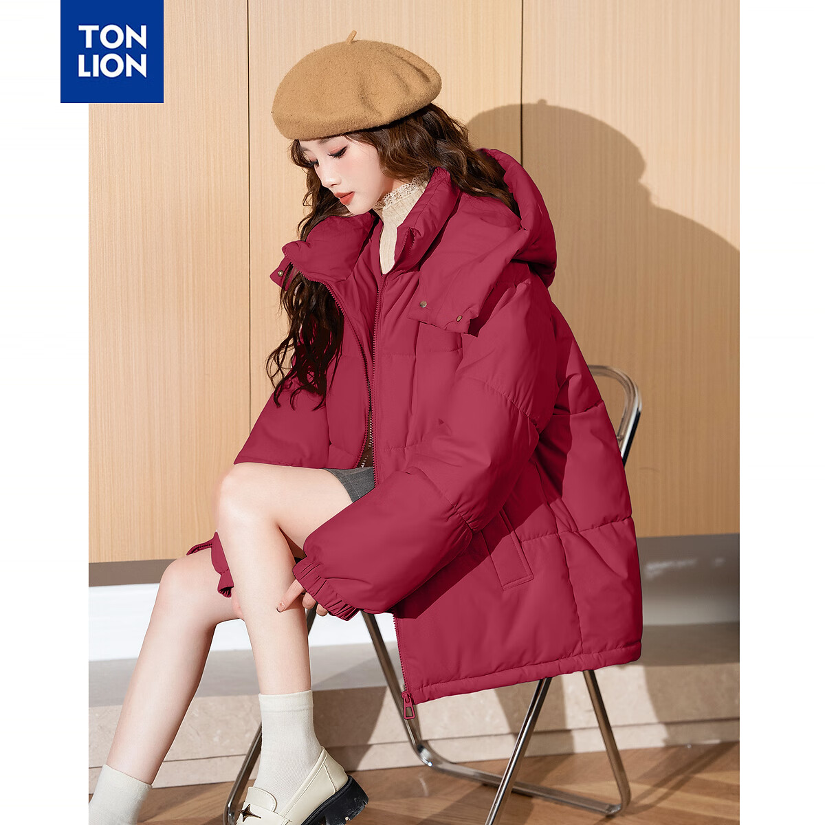 ��ʨ��TonLion��2025�����¿��޷�Ů�Ӻ�����Ů��ñ��ɫ�ٴ�߼�������С�����޷� �� M 149.9Ԫ