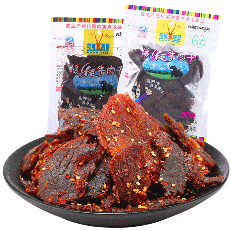 可可西里（KEKEXILI） 可可西里精品藏牦牛肉干休閑零食青海西藏特產(chǎn)手撕牛肉干 五香、麻辣(250g各1袋)共500g