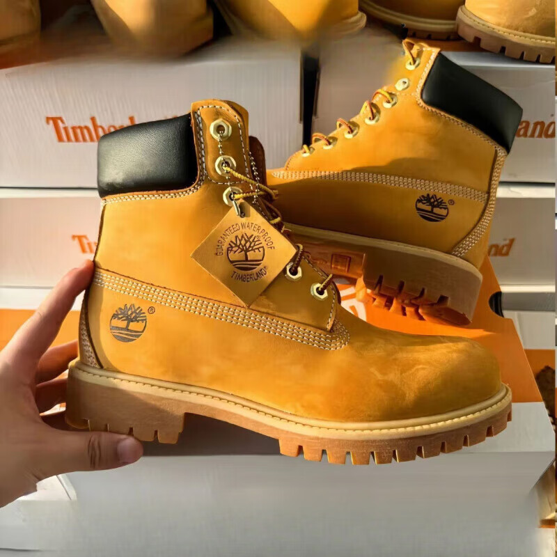 添柏岚（Timberland）马丁靴男女同款经典踢不烂大黄靴防水户外休闲复古防滑靴子工装靴 小麦色 42