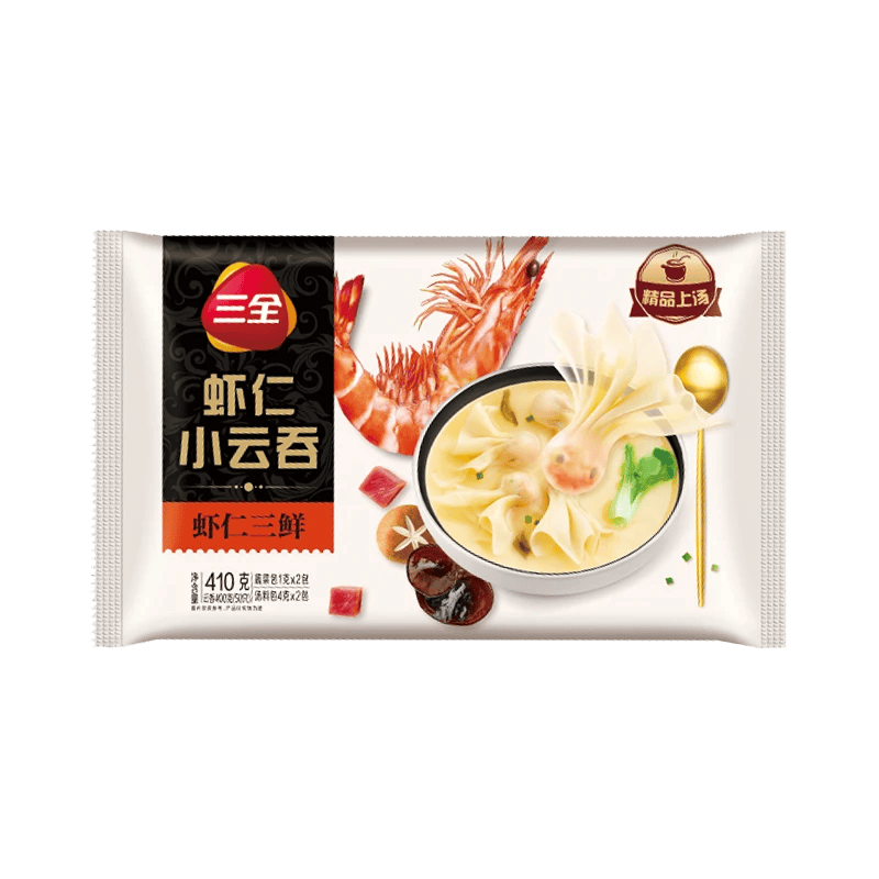 三全 虾仁三鲜小云吞410g50只 儿童早餐 小馄饨 