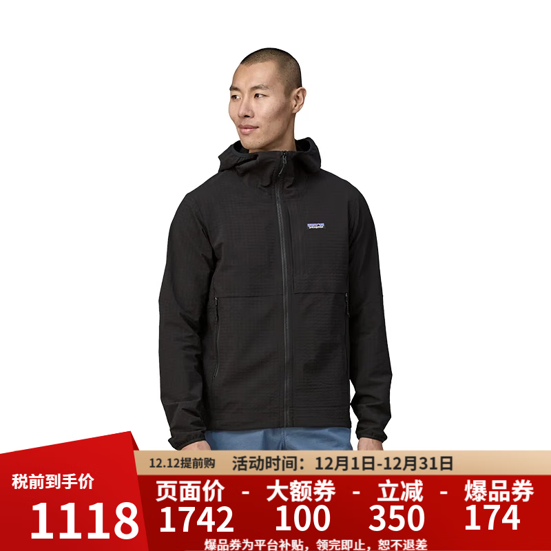 巴塔哥尼亚（Patagonia）巴塔抓绒衣男女R1 TechFace运动户外抓绒外套男 83580/83581 83576/83578男款-BLK-黑色 M