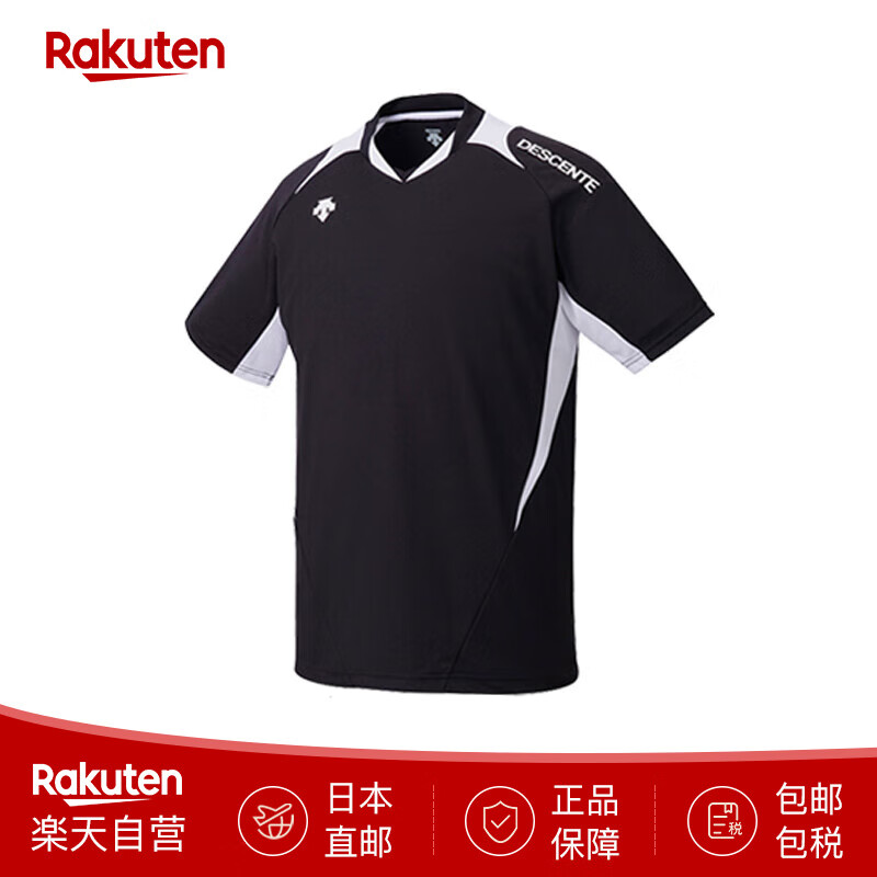 迪桑特（DESCENTE）运动半袖短袖速干面料男女通用 DSS-5420B 日本直邮 (BWH) 黑色 x 白色 L