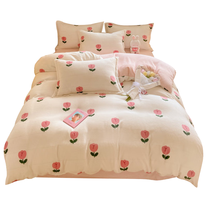 无印良品牛奶绒被套单件 冬季加厚法兰绒双人被罩180*220cm