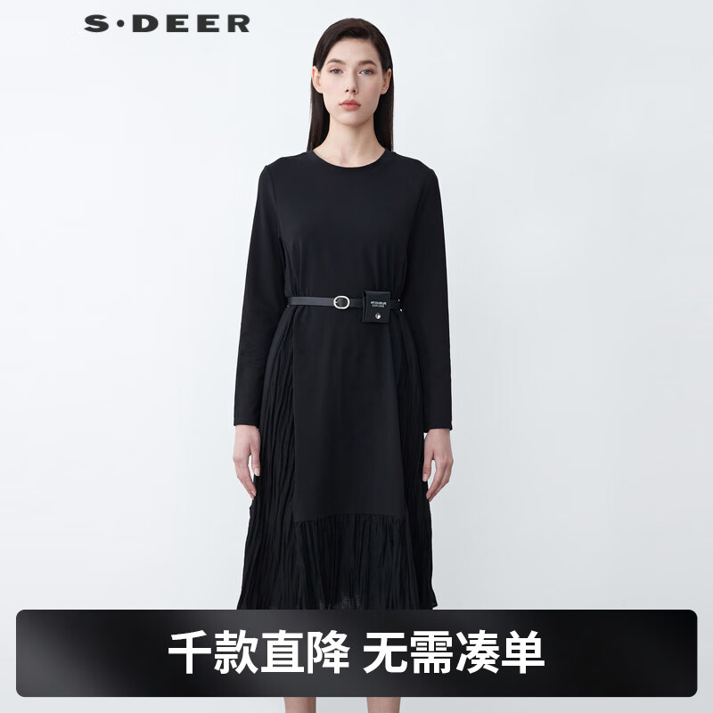 S.DEERʥ�ϰ�2022����ŮװԲ�켡������ƴ�Ӳ���������ͨ����������ȹ ��ɫ/91 M 144Ԫ