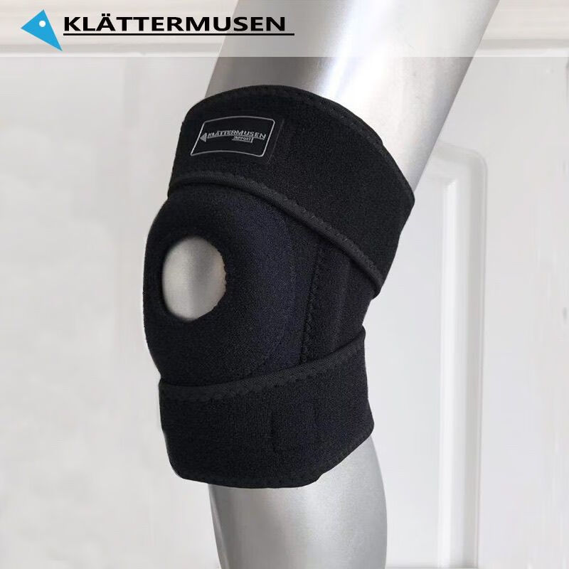 KLATTERMUSEN攀山鼠彈簧支撐型運動護膝減震彈力護膝髕骨半月板護具男士專用 黑色