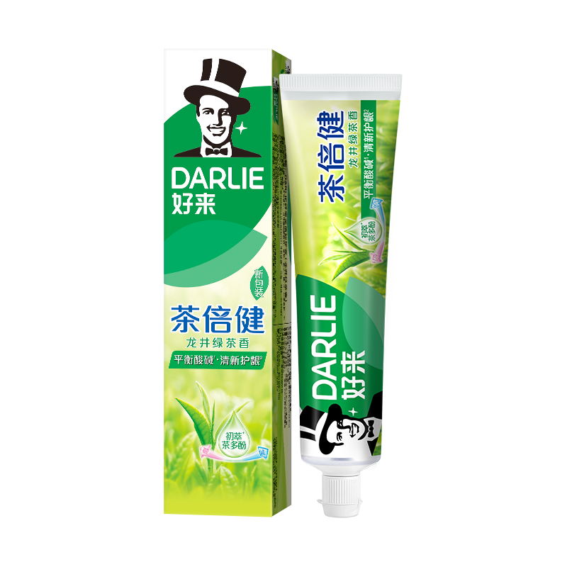 好来（DARLIE）(原黑人)茶倍健龙井绿茶牙膏清新口气改善口腔问题190g新旧包装