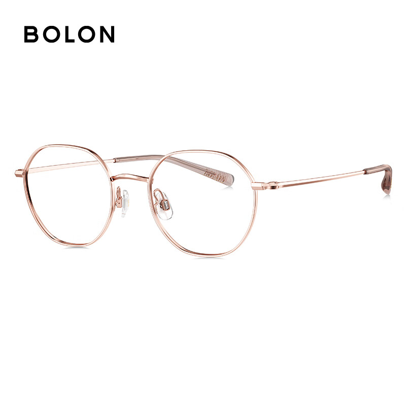 暴龙（BOLON）近视眼镜框 文艺简约圆框钛合金大框眼镜架 BA7003 精选 B30-玫瑰金色 此项仅单框-镜框支持试戴