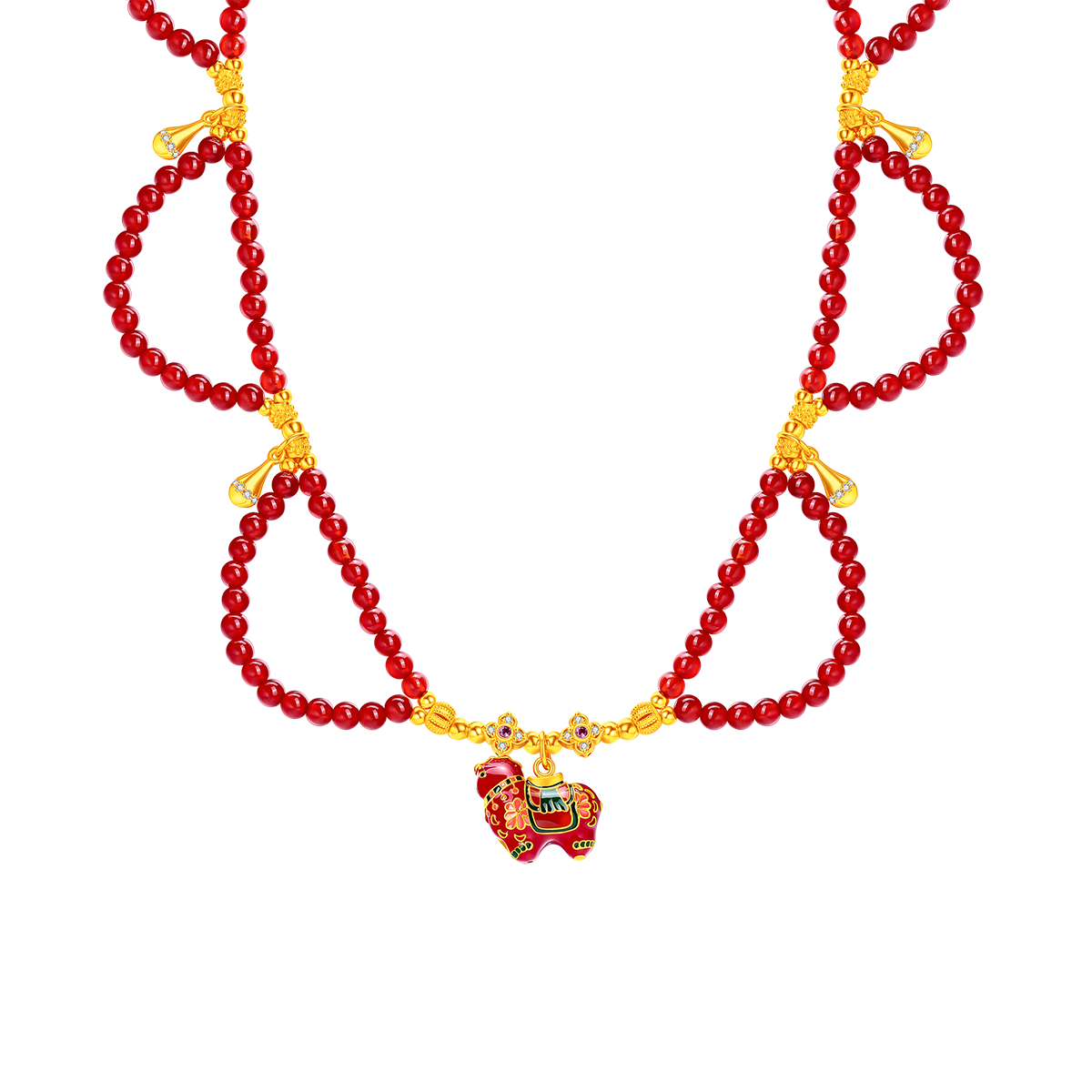 夢金園紅瑪瑙銀小馬吊墜本命年護(hù)身符馬女屬馬佩戴生肖馬馬年本命年禮物 銀925瑪瑙項鏈