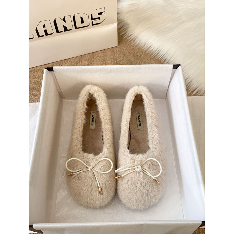 ӳ��������Ů��ëëЬŮ�⴩2025�ﶬ�¿����Ьƽ�׼��޶���Ь ��ɫ 36