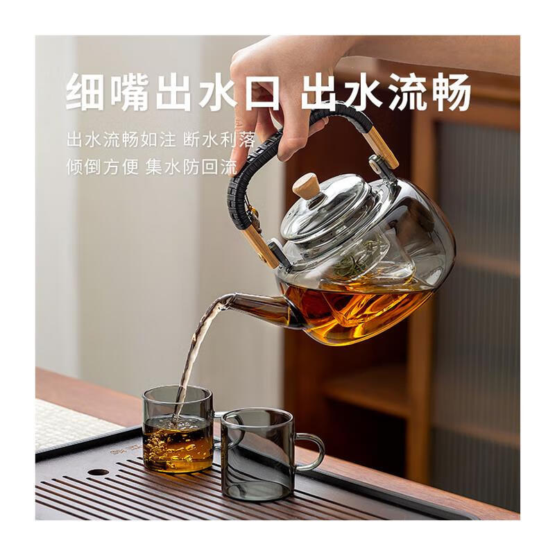 AILUKI日本高端煮茶壶电陶炉养生壶烧水专用新款玻璃壶耐高温煮茶器家 透明提梁壶 1000ml
