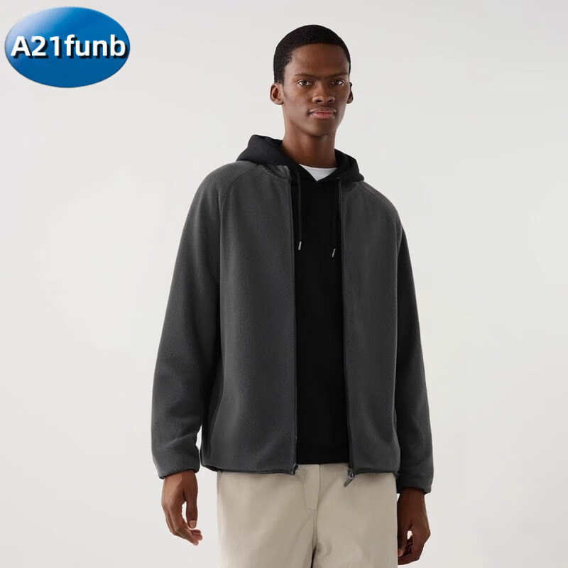 A 21 FUNB男女装摇粒绒拉链茄克长袖夹克绒卫衣外套24新款469955 08 深灰色 S 165/84A