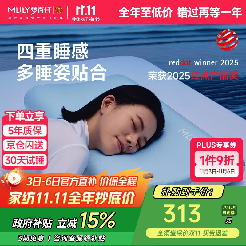 梦百合（MLILY）护颈颈椎枕成人记忆棉枕头枕芯慢回弹0压深睡枕pro记忆枕礼盒装