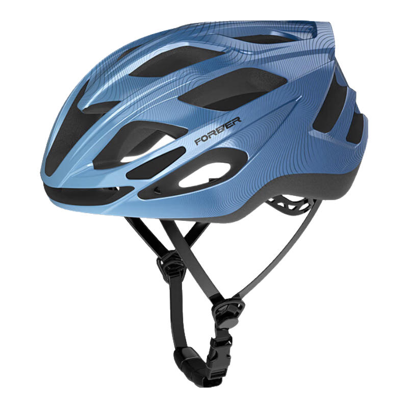 百亿补贴：永久（FOREVER）骑行头盔自行车头盔公路车山地车头盔男女装备防撞休闲通勤 蓝色【适合头围57-63cm】 双膜一体-防震减震 49元