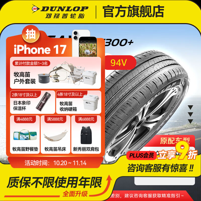 邓禄普轮胎/汽车轮胎 215/55R17 低噪节油 EC300+【94V】新迈腾帕萨特