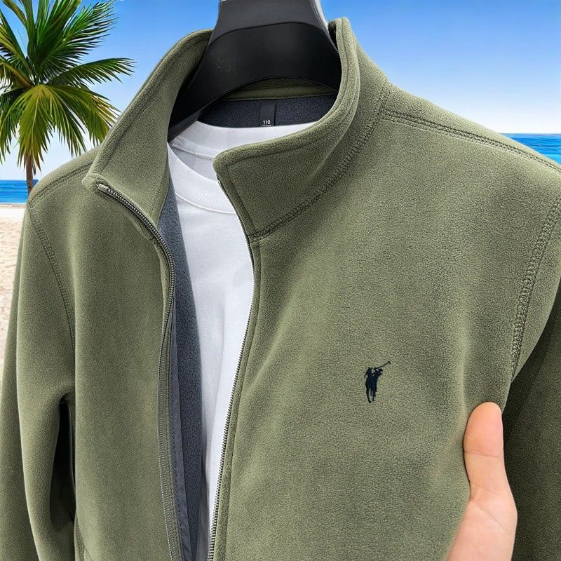 Polosport奥莱折扣美国保罗立领卫衣男抓绒保暖外套男秋冬新款摇粒绒夹克男 升级【绿色+加绒保暖】 加厚 M