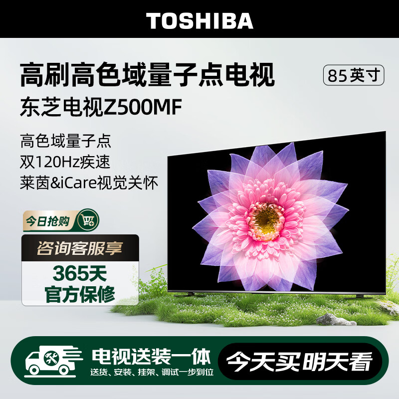 东芝电视【包安装版】85Z500MF 85英寸120Hz高刷高色域量子点 4+64GB 4K超清 液晶智能平板游戏电视机