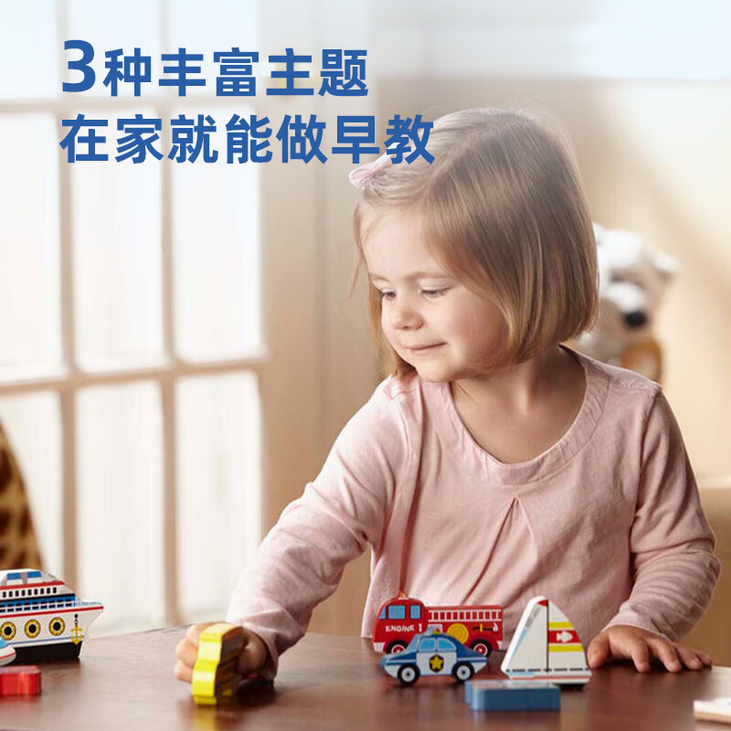 MELISSA DOUG【官方授权】大块木质易抓握拼图早教启蒙玩具儿童教具男女孩礼物 大块木质拼图-动物园（8片）