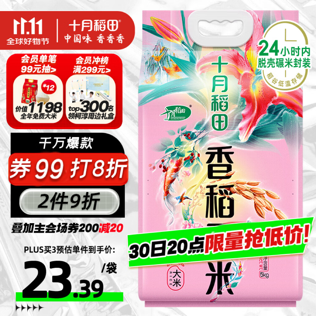 十月稻田 香稻贡米 东北大米 10斤（香米 粳米 5公斤/十斤）