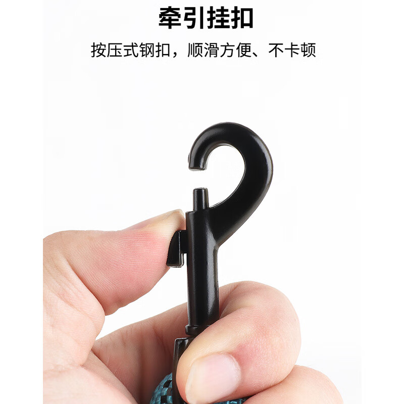 斯派科遛狗牵引绳2/3/5米训犬狗绳小中大型犬弹力反光条牵引绳拴狗链子 黑色/10mm/建议35斤内 2米【送发光吊坠】