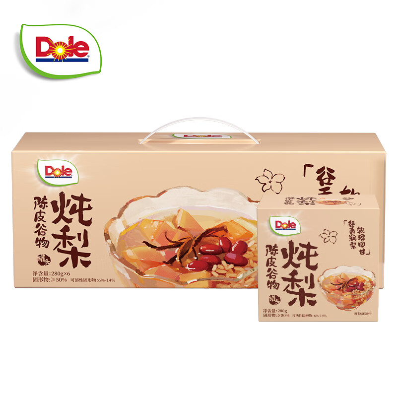 都乐（DOLE）陈皮谷物炖梨280g*6碗即食罐头水果罐头 休闲零食
