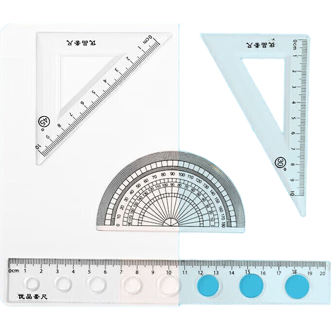 套尺学生绘图套装尺未退散四件套尺子学习文具测绘套装 卡通IP套尺|四件套直尺三角尺量角器|OPP袋套尺