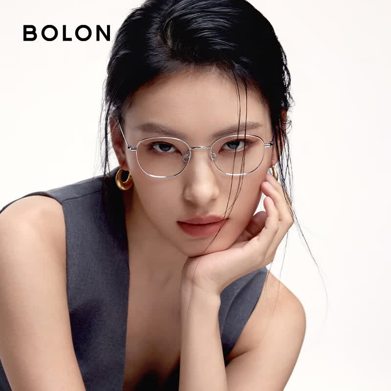 暴龙（BOLON）近视眼镜框 复古文艺金属镜架 近视配镜 BA7006 精选 B90-银色镜框 此项仅单框-镜框支持试戴