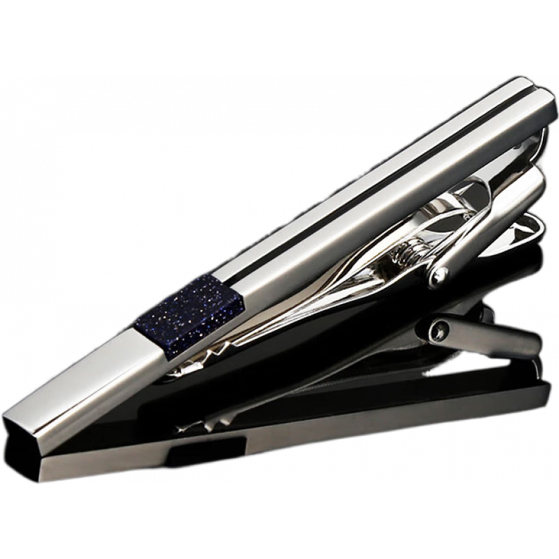 IFSONG銀色簡約領(lǐng)帶夾男士時尚商務(wù)配飾固定夾子職業(yè)西服別針 銀色鑲嵌星空石