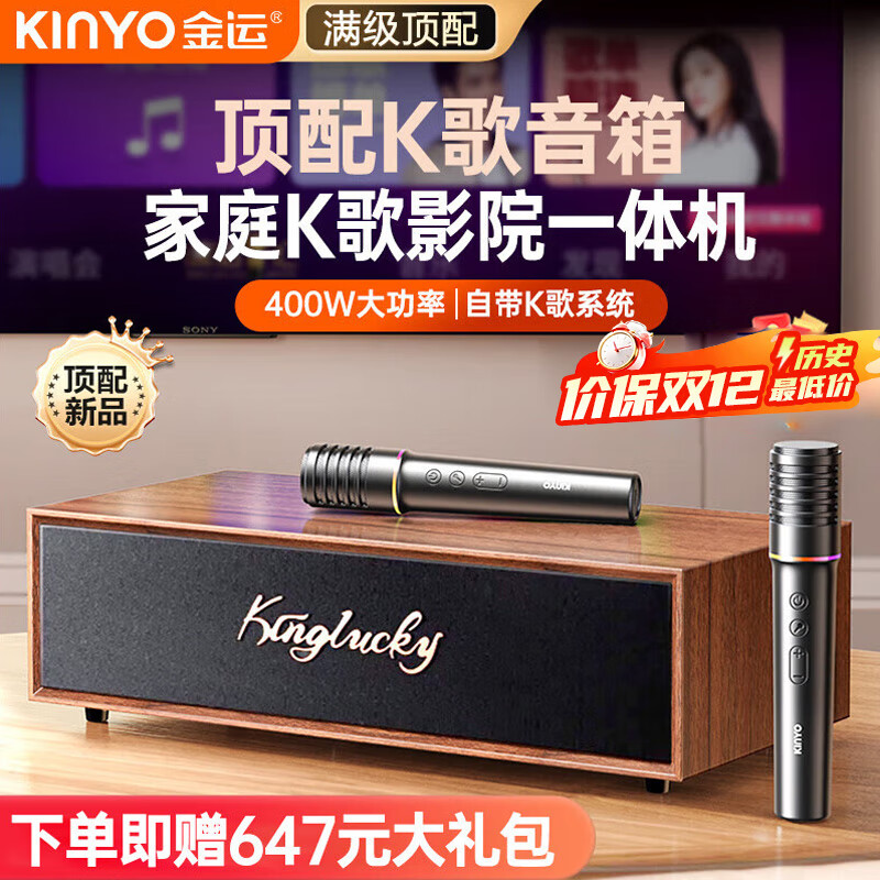 金运【25年顶配款】家庭ktv套装音箱k歌麦克风音响一体机唱歌卡拉ok蓝牙音响电视点歌功放带话筒V1pro