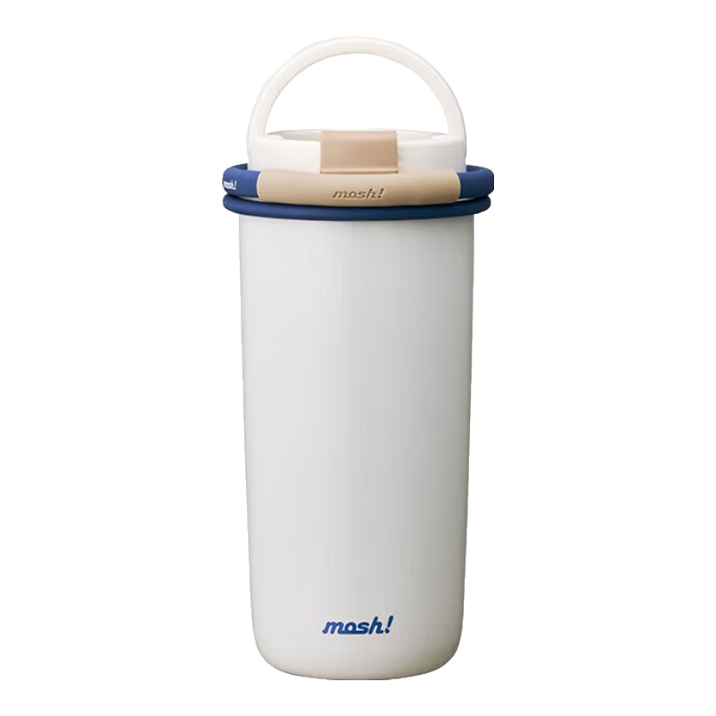 mosh!日本拎拎杯304不锈钢保温杯吸管杯拿铁咖啡杯大容量便携随手杯子 经典白700ml