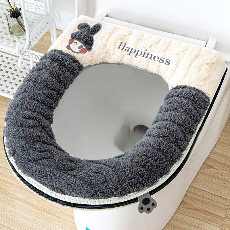 丹乐马桶坐垫冬季加厚家用马桶套垫圈防水座垫马桶垫子2025新款拉链款 深灰色【拉链款+升级加厚+带手提】