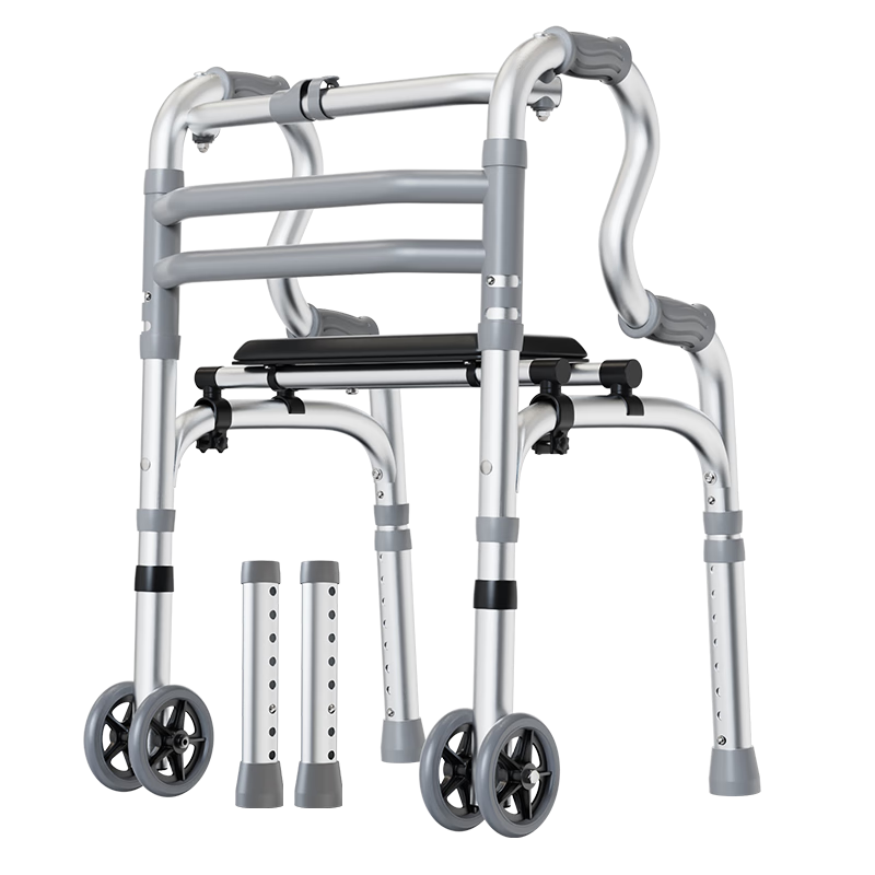 HOEA德國助行器老人助力行走器骨折專用行走助行器走路防摔輔助助步器 加強雙桿+皮質(zhì)座板+雙輪/不帶輪切換-04