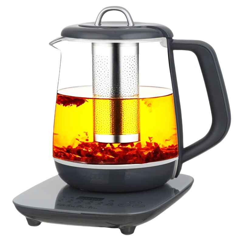 荣事金（Rongshijin）养生壶家用多功能全自动加厚玻璃电热烧水壶煮茶器花茶壶SD-1500Y 黑灰色 1.5L